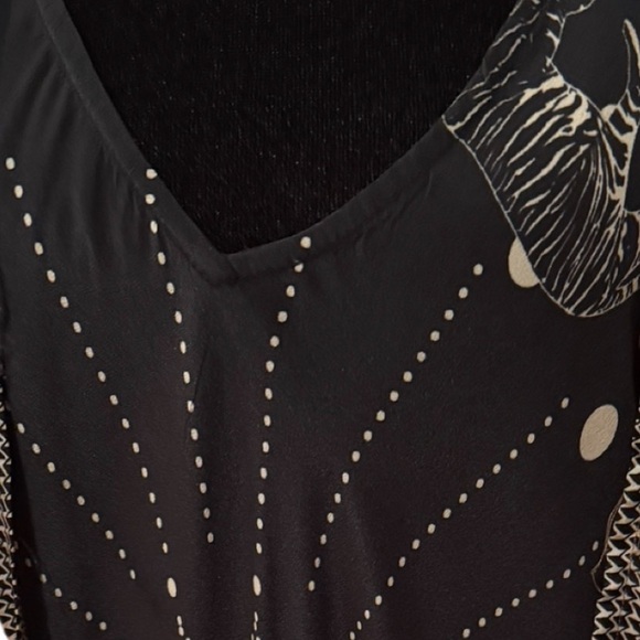 Johnny Was BIYA Black Silk Rea Dress with tiger graphics - sleeveless flowyyy lg - Picture 11 of 15